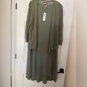 Chicos Sage Green Dress with Short Duster